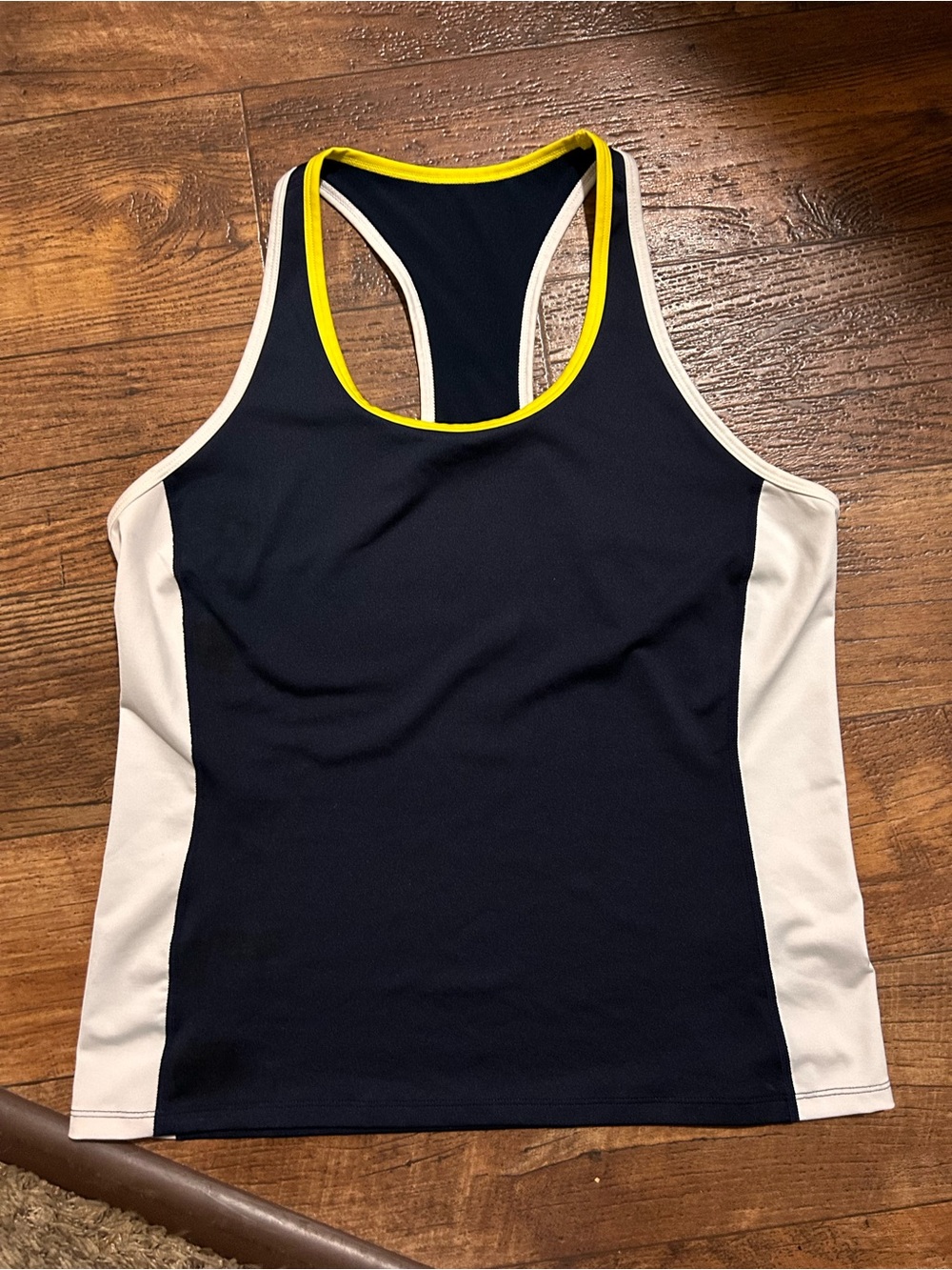L-RL Lauren Ralph Lauren navy, white and yellow active tank top